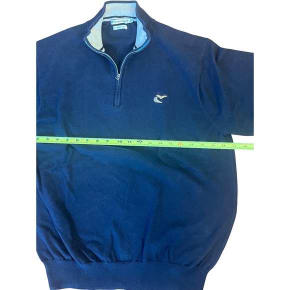 Peter Millar Quarter Zip Pullover Mens Large Navy Blue Good Silk Cashmere Blend - Picture 6 of 6